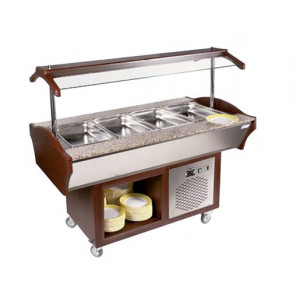 Buffet central mobile - Dimensions :1515 x 875 x 1415 mm-Capacité :  4 bacs GN1/1