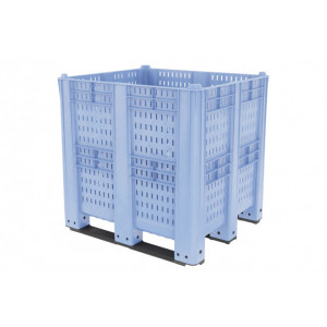 Caisse palette agricole 1400 litres - Caisse palette ajourée 1300 (L) x 1150 (l) x 1250 (ht) - 1400 L - Bleu