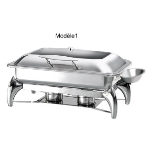 Chafing dish à hublot - - Capacité : de 5 à 9 L- Dimensions : 630 x 495 x 435 ou 495 x 460 x 435  ou 525 x 465 x 400 mm