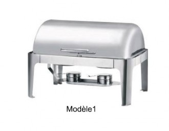 Chafing dish rectangulaire en acier - En acier inoxydable - Couvercle rabattable