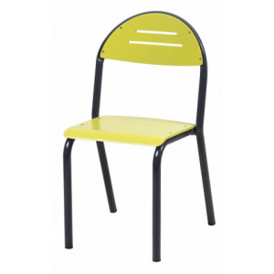 Chaise cantine monobloc - Tailles 1, 2, 3, 4, 5 et 6 - Assise et dossier en hêtre - Piètement tube acier Ø 25 mm