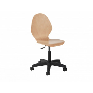 Chaise informatique coque en bois - Assise réglable en hauteur de 40 à 52 mm - Coque en hêtre - Sur roulettes ou sur patins
