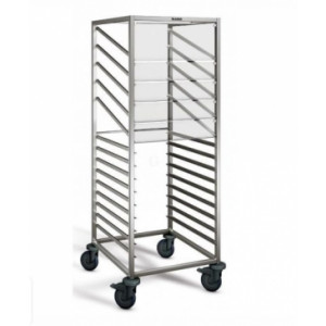 Chariot à glissières pour salades - Inox - 5 paires + 9 paires de glissières  - Roues ø 125 mm