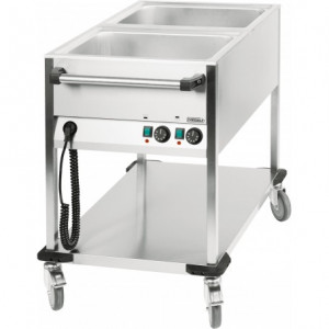 Chariot bain-marie 2 x GN 1/1 verticale - Matière : Acier inox - Puissance : 1400 W - Dim : L.700 x P.850 x H.900 mm