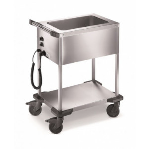 Chariot bain marie chaud 1 cuve - Acier inoxydable - 1 cuve simple - Puissance : 0,7 kW 