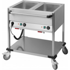 Chariot bain marie horizontal - Matière : Acier inox - Puissance : 1 400 W - Dim : L 850 x P 700 x H 900 mm