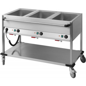 Chariot bain-marie horizontal - Matière :Acier inox - Puissance : 2 100 W - Dim : L.1250 x P.700 x H.900 mm