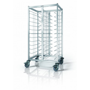 Chariot de débarrassage plateau 2 colonnes - Inox - Capacité : 20 ou 24 plateaux (GN / EN / KN) - Roues : plastique ø 125 mm
