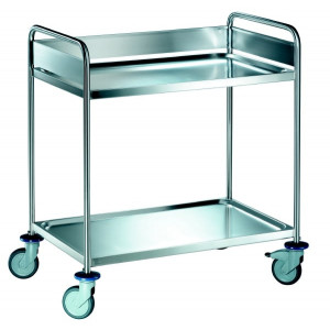 Chariot de débarrassage inox 2 plateaux - Inox - 2 tablettes - Dimensions des tablettes : 900x550 ou 1000x600 mm - Roues ø 125 mm