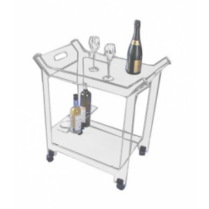 Chariot de service plexiglas - Plexiglas 5 15 mm - Plateau : 36/49 cm - Hauteur : 73 cm