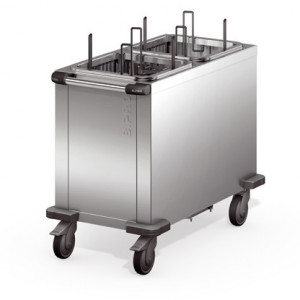 Chariot distributeur d’assiettes pour cantine scolaire - Acier inoxydable - Capacité : 60 ou 120 assiettes - Roues ø 125 mm
