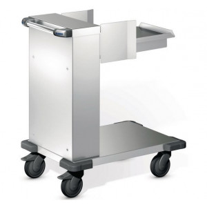 Chariot distributeur de plateaux ouvert niveau constant et guidages - Acier inoxydable - Capacité: 100 plateaux - Roues ø 125 mm
