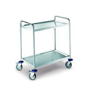 Chariot de service inox 2 plateaux - Inox - 2 tablettes - 4 dimensions disponibles - Roues ø 125 mm