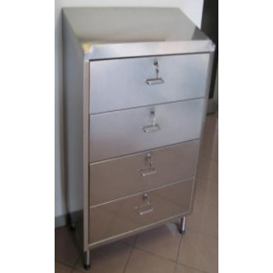 Chiffonnier inox 4 tiroirs - Dimensions (L x P x H) mm : 500 x 400 x 1.170