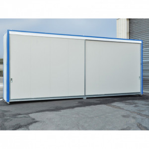 Conteneur de stockage pour 48 fûts - Conteneur avec isolation - Conteneur isolé pour stockage en extérieur de 48 fûts de 220 L ou 12 IBC de 1000 L ou 12 palettes 1000 x 1200 mm - Long. 8 m - Conteneur multiniveaux - Rétention 6000 L - Réf. CONT8M2NIPC