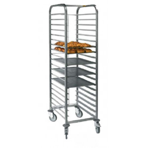 Echelle pâtisserie avec barre d'arrêt - Matière : Inox - Dim( L x P x H )  : 662 x 412 x 1775 mm- Hauteur entre 2 niv : 75 - 102 mm