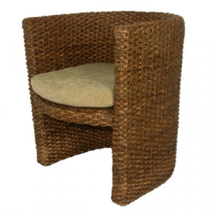 Fauteuil d'accueil en fibres naturelles - L. 64 cm, P. 60 cm, H. 71.5 cm