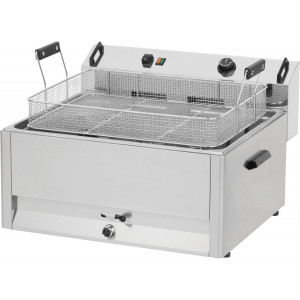 Friteuse à beignets électrique 30 L - Capacité : 30 L- Puissance : 15 000 W- Dim ( L x P x H ) :  670 x  650 x  370 mm