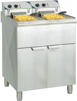 Friteuse électrique 2 x 10 litres - Capacité  : 2 x 10 litres- Puissance : 2 x 9 000 W / 400 V- Dimensions ( L x P x H )  :660 x  700 x 1080 mm