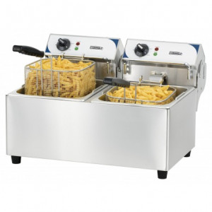 Friteuse professionnelle 7 litres - Capacité : 2 x 7 L - Puissance : 2800 W - Dim L.275 x P.450 x H.377 mm