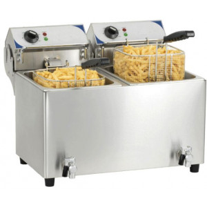 Friteuse professionnelle avec 2 cuves - Puissance : 2 x 2 800 W / 230 VDim( L x P x H ) : 560 x 518 x 455 mmCapacité : 2 x 7 litres