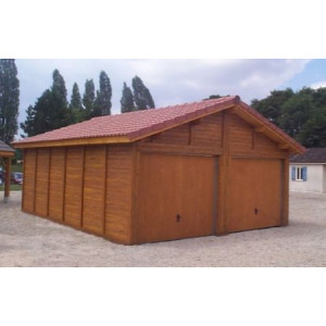 Garage double en béton aspect Bois - Abri auto