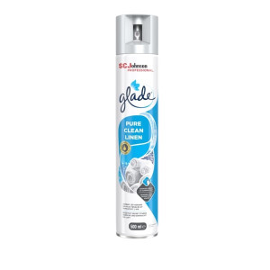 GLADE Aérosol Rafraichisseur d'air Pure Clean Linen - 500ml - Aérosol désodorisant et rafraichisseur d'air de locaux et bureaux professionnels, parfum linge propre