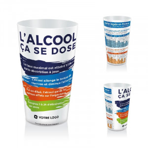 Gobelet doseur prévention alcool -  Personnalisable - Recyclable - Contenance : 25 cl.