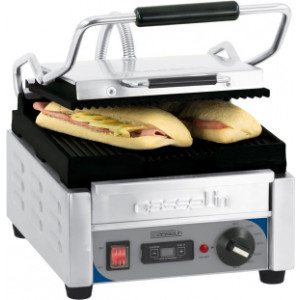 Grill panini professionnel inox - Puissance : 2 000 W- Dimensions( L x P x H )  : 300 x 490 x  265 mm