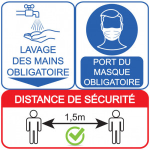 Lot de 3 stickers covid - Ensemble de stickers de signalisation COVID