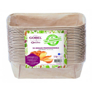 Pack de 25 moules  cake (Lot de 6) - Lot de 6 - Dimensions (cm) : 19 x 8 x 15.5 - Papier biodégradable 