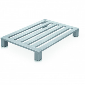 Palette aluminium avec pieds - Aluminium naturel - Charge : 600 Kg - Pieds d’angles