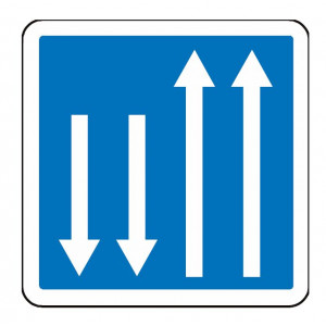 Panneau d'indication d'un créneau de dépassement C29a - Dimensions (mm) : de 350 à 1050 - Norme CE et NF - Type C