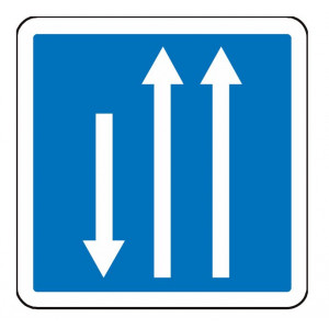 Panneau d'indication d'un créneau de dépassement C29b - Dimensions (mm) : de 350 à 1050 - Norme CE et NF - Type C