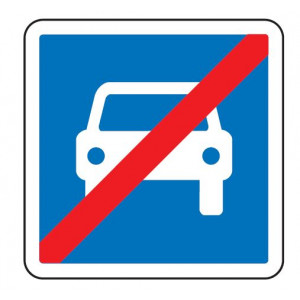 Panneau d'indication de la fin d'une section de route à accès réglementé C108 - Dimensions (mm) : de 900 à 1200 - Norme CE et NF - Type C