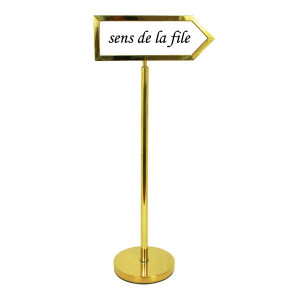 Panneau directionnel sur pied - Dim ( H x L ) : 15  x 49 cm  - Matière panneau : plexiglass