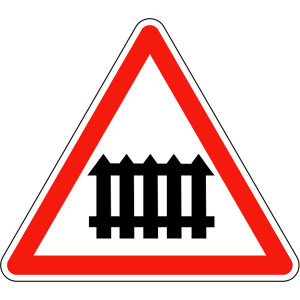 Panneau signalant un passage à niveau muni de barrières A7 - Dimensions : de 500 à 1500 mm - Norme CE et NF - Type A