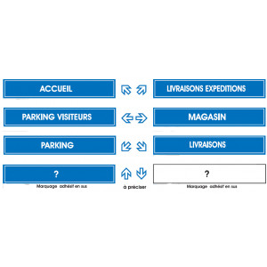 Panneau standard de direction - Dimensions : 900 x 150 mm