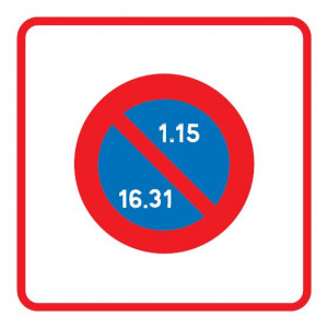 Panneau zone stationnement unilatéral semi mensuel B6b2 - Dimensions (mm) : 500 - 700 - Norme CE et NF - Type B