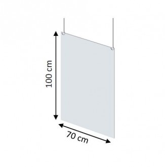 Paroi de protection transparente - Matières : PVC ou PETG - Modèles : paroi suspendue ou sur pied 