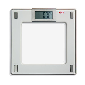 Pèse-personne électronique à plateau en verre - Capacité : 150 kg - Graduation :100 g - Dim L.310 x H.37 x P.310 mm