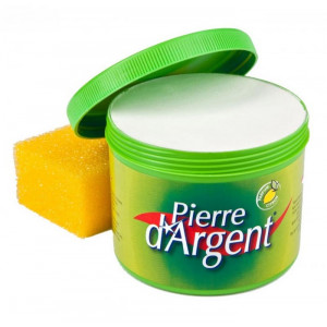 Pierre d'argent nettoyant - Pot de 800g + 1 éponge rectangulaire