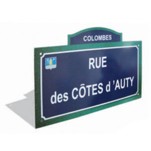 Plaque de rue avec fronton - Dimensions (mm) : 450 x 250 - 500 x 300