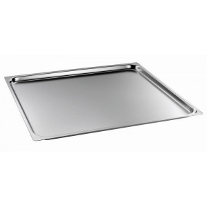 Plaque gastro GN 2/1 bord lisse - Inox ou granit-émaillé - Format : GN 2/1 - Profondeur : 20, 40 ou 65 mm