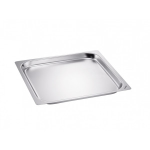 Plaque gastro GN 2/3 bord lisse - Inox ou granit-émaillé - Format : GN 2/3 - Profondeur : 20, 40 ou 65 mm
