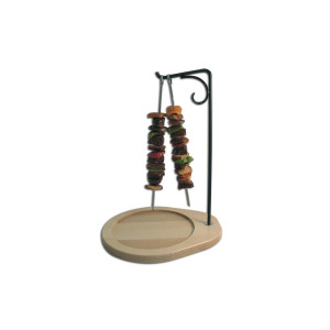 Porte brochettes à plateau bois - Assiette Ø 30 cm max