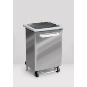 Poubelle d'intérieur mobile - Capacité : 70 à 110 L - Acier inox brillant 
- 2 roues