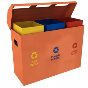 Poubelle de recyclage pour extérieur - 4 bacs - Contenance 55 litres