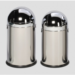 Poubelle push dôme - Capacité : 33 L - Dimensions : H.690 x Ø 375 mm - Finition : Inox