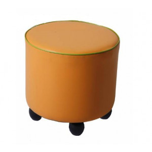 Pouf rond en simili cuir - Dimensions (Lxl) : 23 x 46 cm